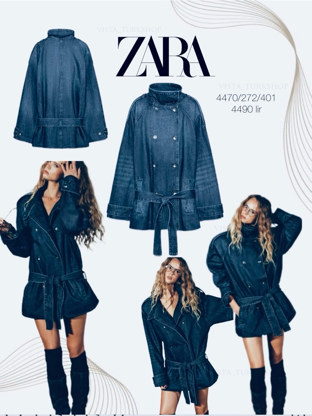 Zara Denim Trench Coat. Oversized. small